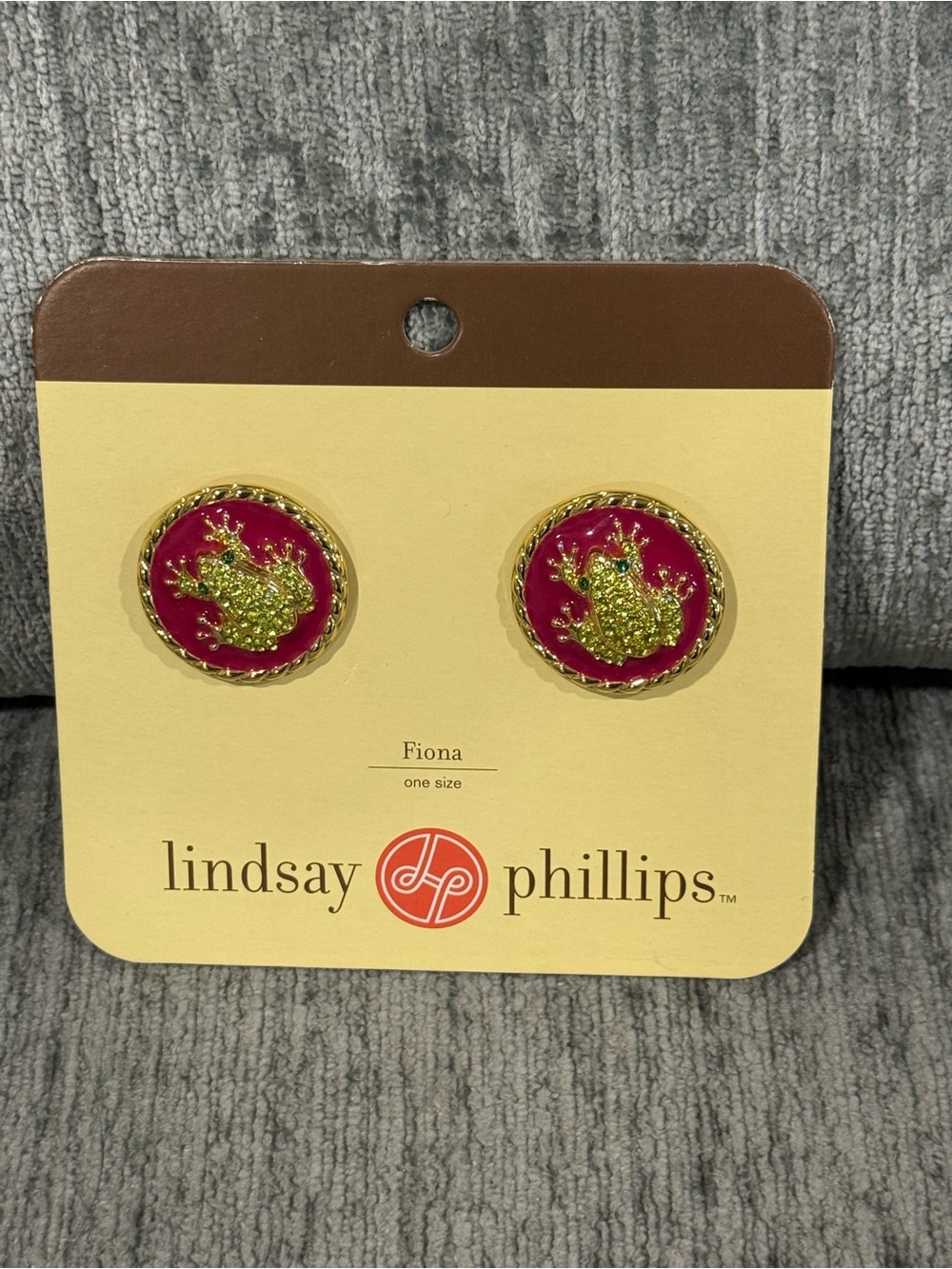 lindsay phillips Gold and Pink Frog Stud Earrings
